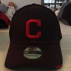Cleveland Indians MLB New Era 39Thirty Flex Black Hat/Cap Mens Meduim/Large New